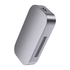 Silver electronic device with a vent on a white background