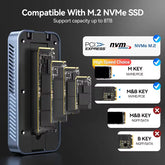 M.2 NVMe SSD compatibility chart with different key types on a dark background