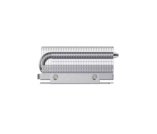 Metallic grill with a curved design on a white background