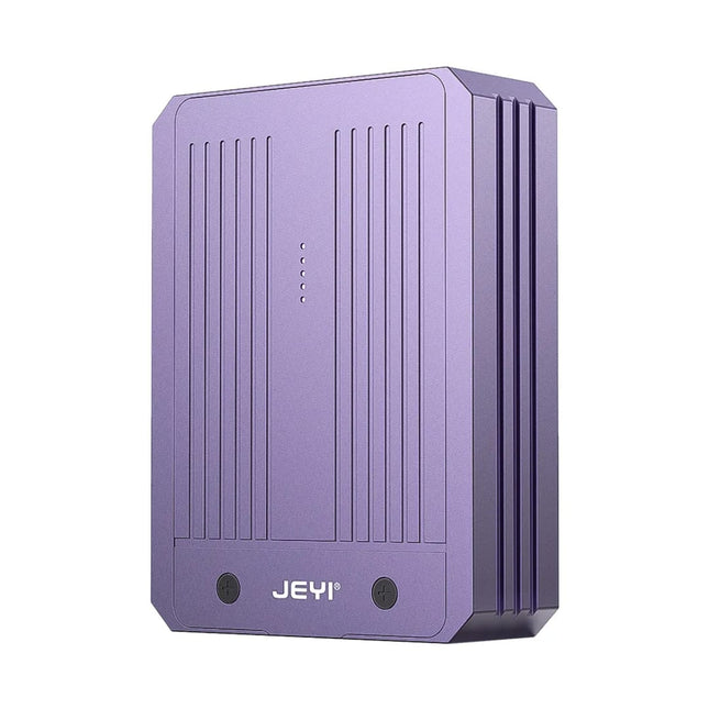 Violettes Elektronikgerät mit «Jeyi»-Branding vor weissem Hintergrund